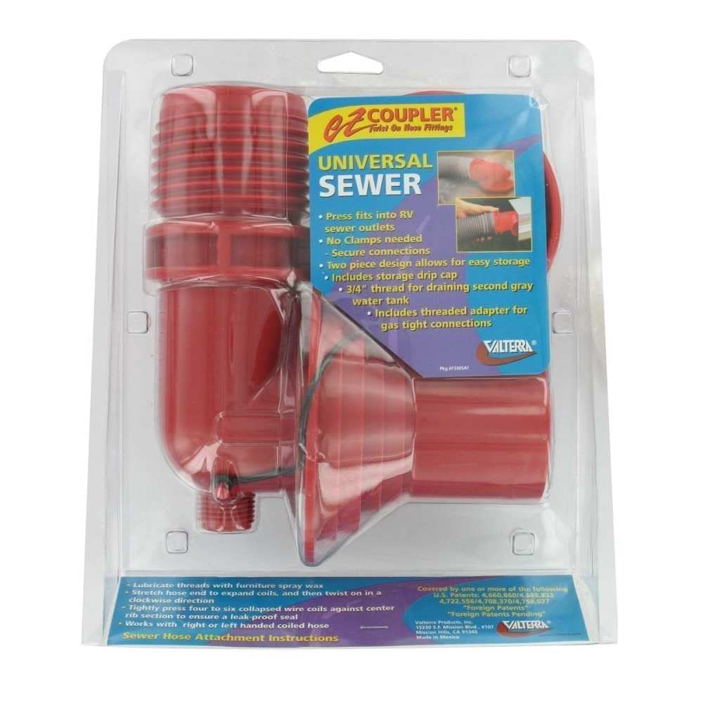 EZ Coupler Valterra F02-3305VP Red 90° Sewer Adapter and Thread Attachment