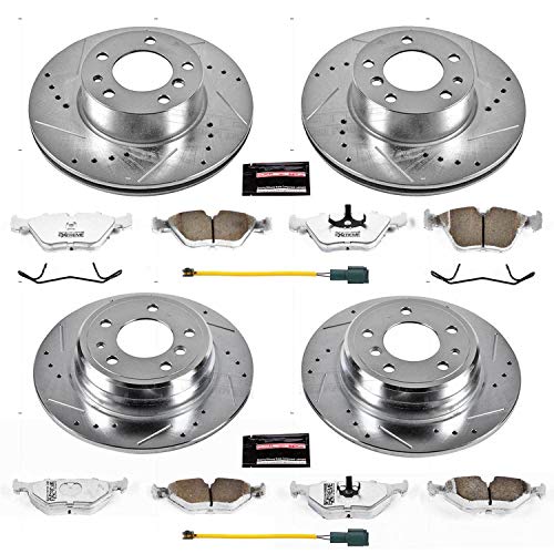 Power Stop K7335-26 Z26 Carbon Fiber Brake Pads Front and Rear with Drilled & Slotted Brake Rotors Kit For BMW 525i 1989, BMW 535i 1989 [Model Specific]