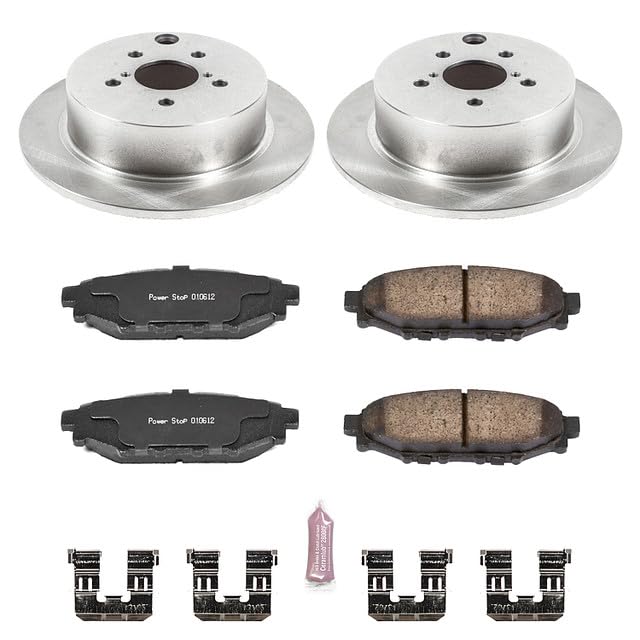 Power Stop KOE6107 Replacement Brake Kit Rear Brake Rotors and Ceramic Brake Pads For 2016-2022 Crosstrek | 2014-2018 Forester 2.5L | 2012-2022 Impreza | 2013-2015 XV Crosstrek