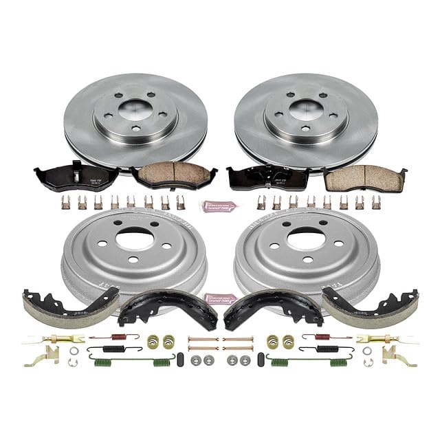 Power Stop Autospecialty KOE15058DK Front and Rear Replacement Brake Kit-OE Brake Drums & Ceramic Brake Pads For Dodge Neon 2000-2005, Plymouth Neon 2000-2001 [Model Specific]