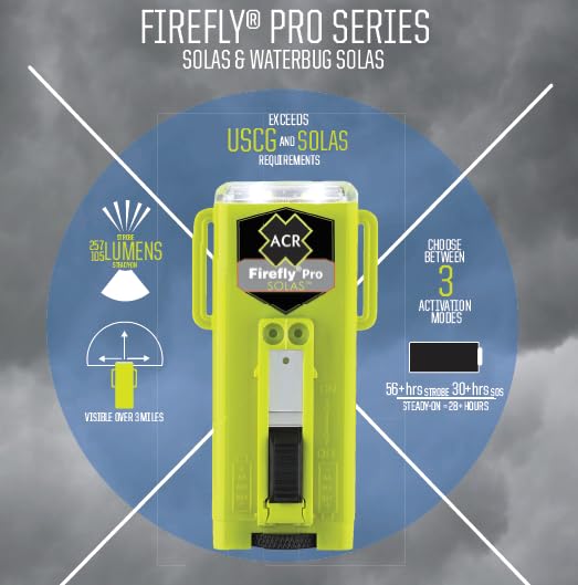 Firefly Pro ACR Waterbug LED Strobe Light – Military-Grade, SOS & Steady-On Modes, SOLAS & USCG Certified, High-Intensity Marine Safety, Emergency Visibility & Durability (3971.3)