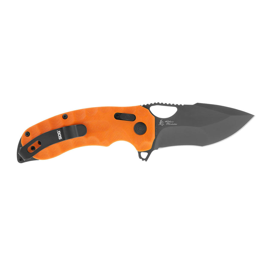 SOG KIKU XR LTE Folding Knife Lightweight Outdoor Ambidextrous Large-Format | CTS XHP Steel Blade | XR Locking Mechanism, Orange G10
