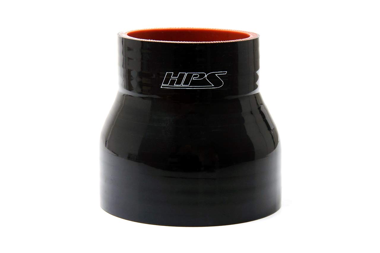 HPS HTSR-325-350-L4-BLK 4-ply High Temperature Silicone Reducer Coupler Hose, 3-1/4" - 3-1/2" ID, 5 mm Wall Thickness, 4" Length, Black