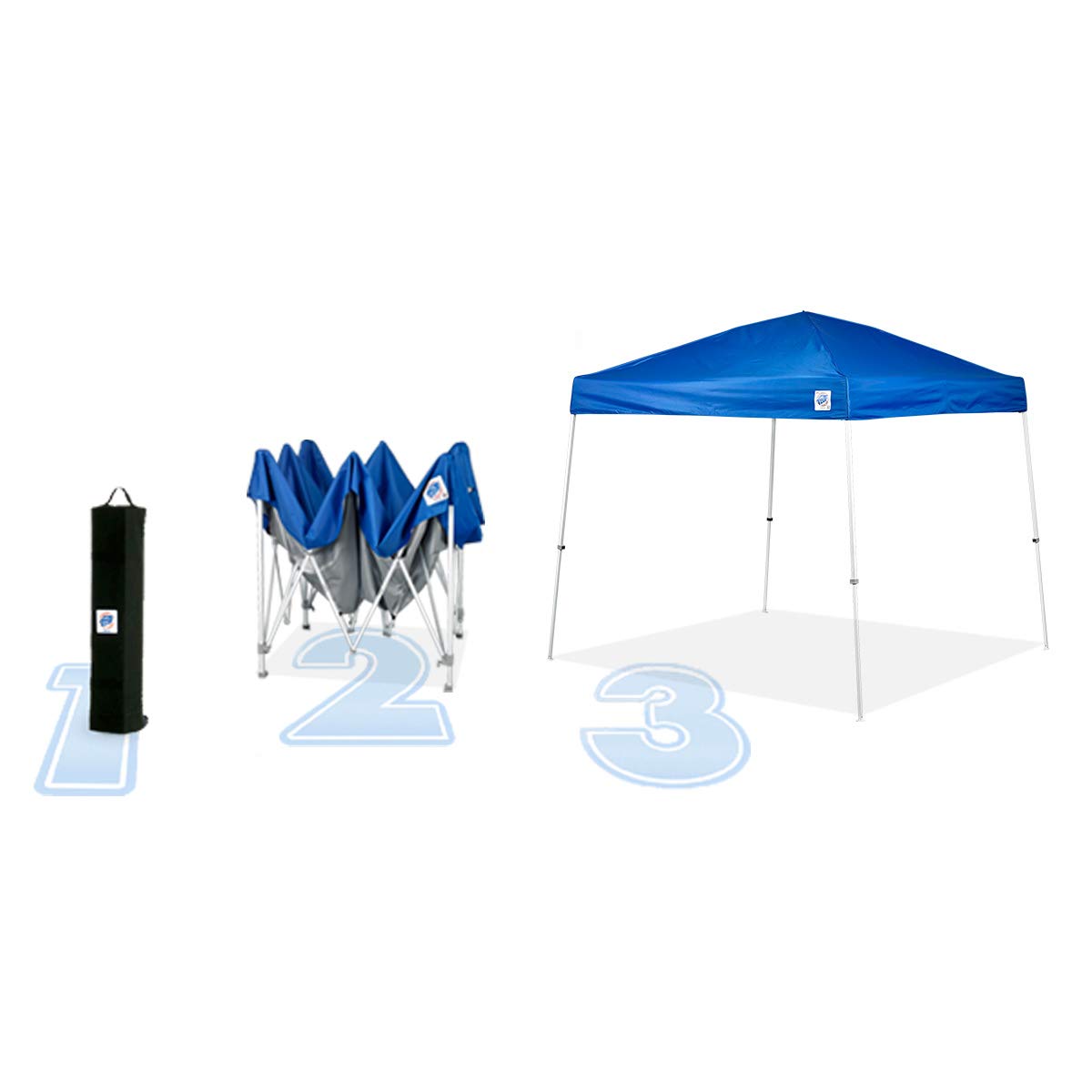 E-Z UP Instant Pop Up Sierra II Outdoor Canopy 10' x 10', Roller Bag and 4 Piece Spike Set, Royal Blue