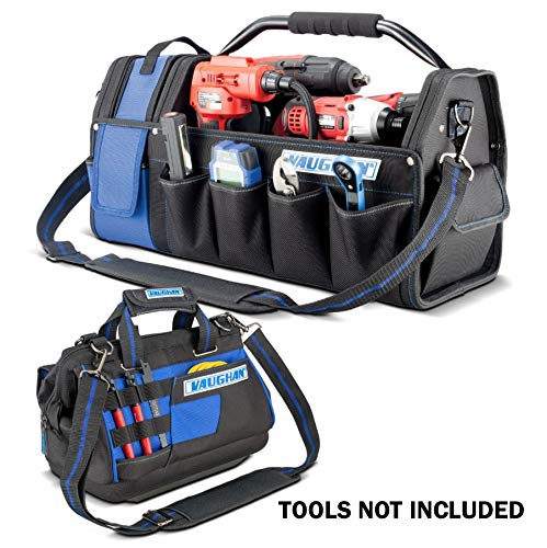 2 Piece Vaughan Tool Bag Set 20 in. Tool Tote and 13 in. Wide Mouth Bag - 240155, Blue