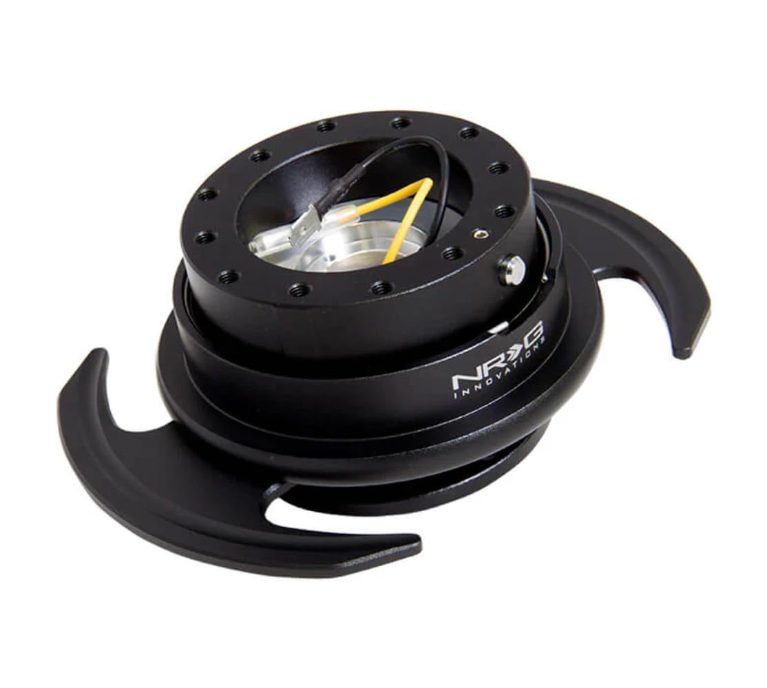 NRG Innovations GEN 3.0 NRG-SRK-650BK Race Steering Wheel Quick Release Hub Adapter, 6-Hole Design & 6x70 and 6x74mm Bolt Patterns, Black Body/Black Ring With Handles