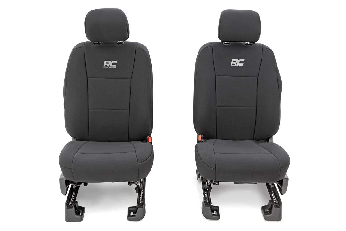 Rough Country Neoprene Seat Covers for F-150, Lightning, Ford F-250 & F-350 Crew Cab (2015-2025) w/FR Bucket Seat - Front & Rear Seat Cover Set, Waterproof, UV Resistant, Foam Padded