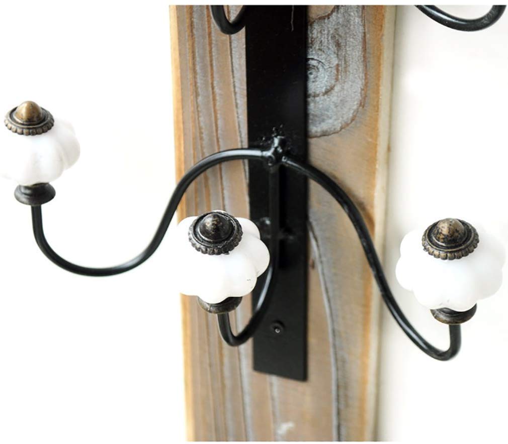 YIMJ Coat Rack Solid Wood Coat Hat Hook Retro Distressed Wall Mounted Multiple Hooks Creative Home Hanging Ornament