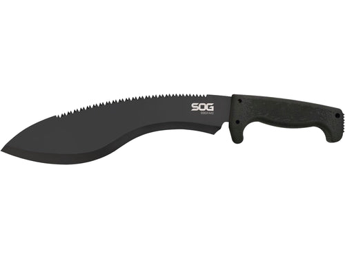 SOG Kukri Sogfari 13" Stainless Steel Survival Machete Knife | Saw on the Back of the Blade, Textured Handle, Nylon Sheath
