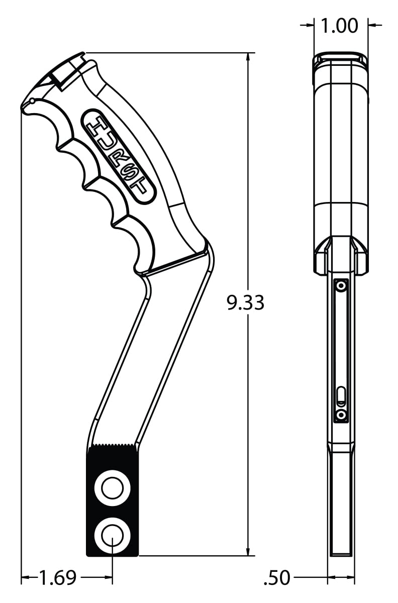 Hurst 8.75" Black Aluminum Nitro Stick Shift Handle with Built-In 12V Switch 5381001