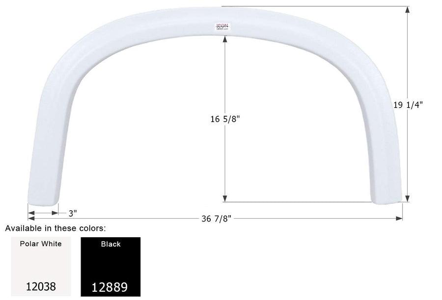Single Axle Fender Skirt ICON 12038 FS2038 for Four Winds - Polar White