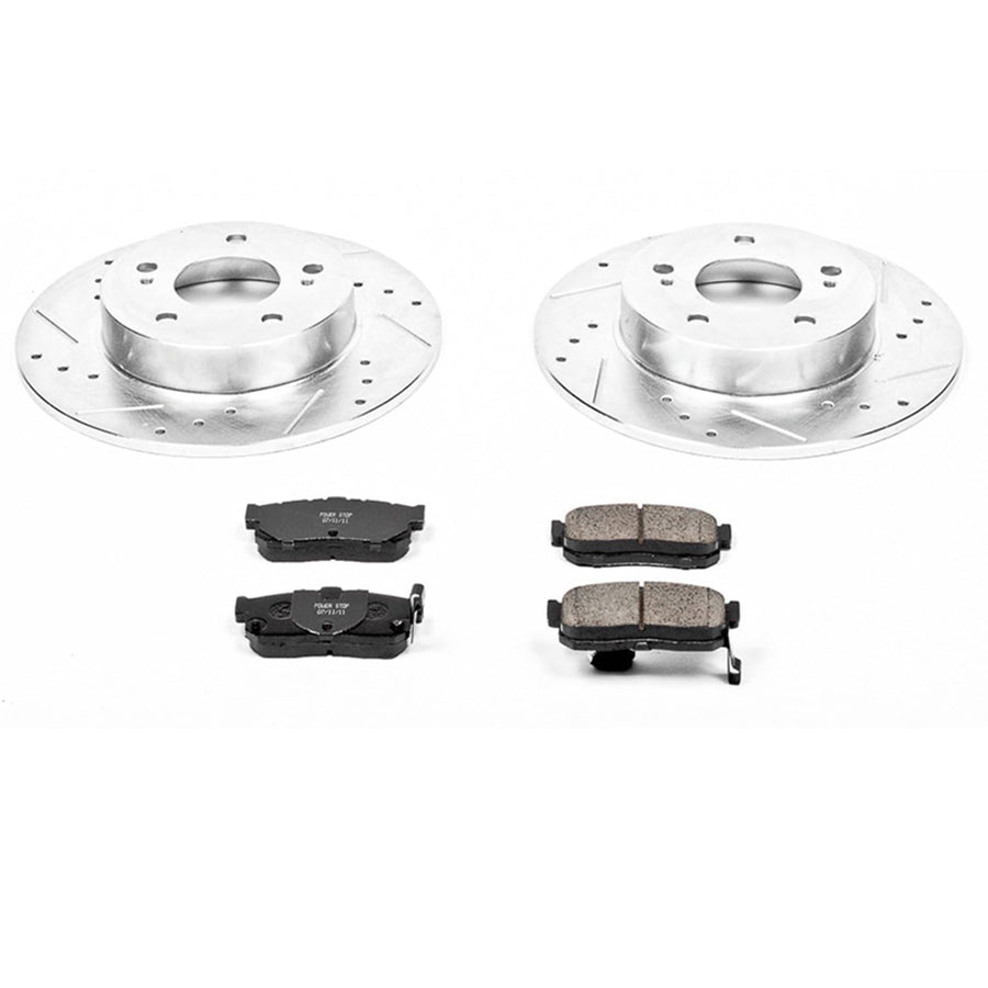 Power Stop K1168 Z23 Carbon Fiber Brake Pads with Drilled & Slotted Brake Rotors Kit For INFINITI I30 1996-2001, Nissan Maxima 1995-2001 [Model Specific]