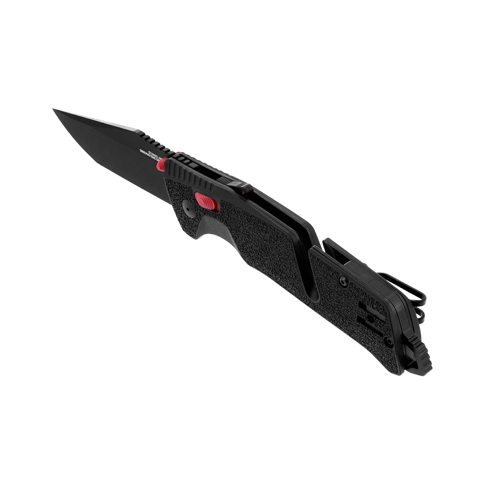 SOG Ambidextrous Trident at Professional Tanto Folding Knives | Heat-Treated CRYO D2 3.75" Stainless Steel Blade, Black/Red