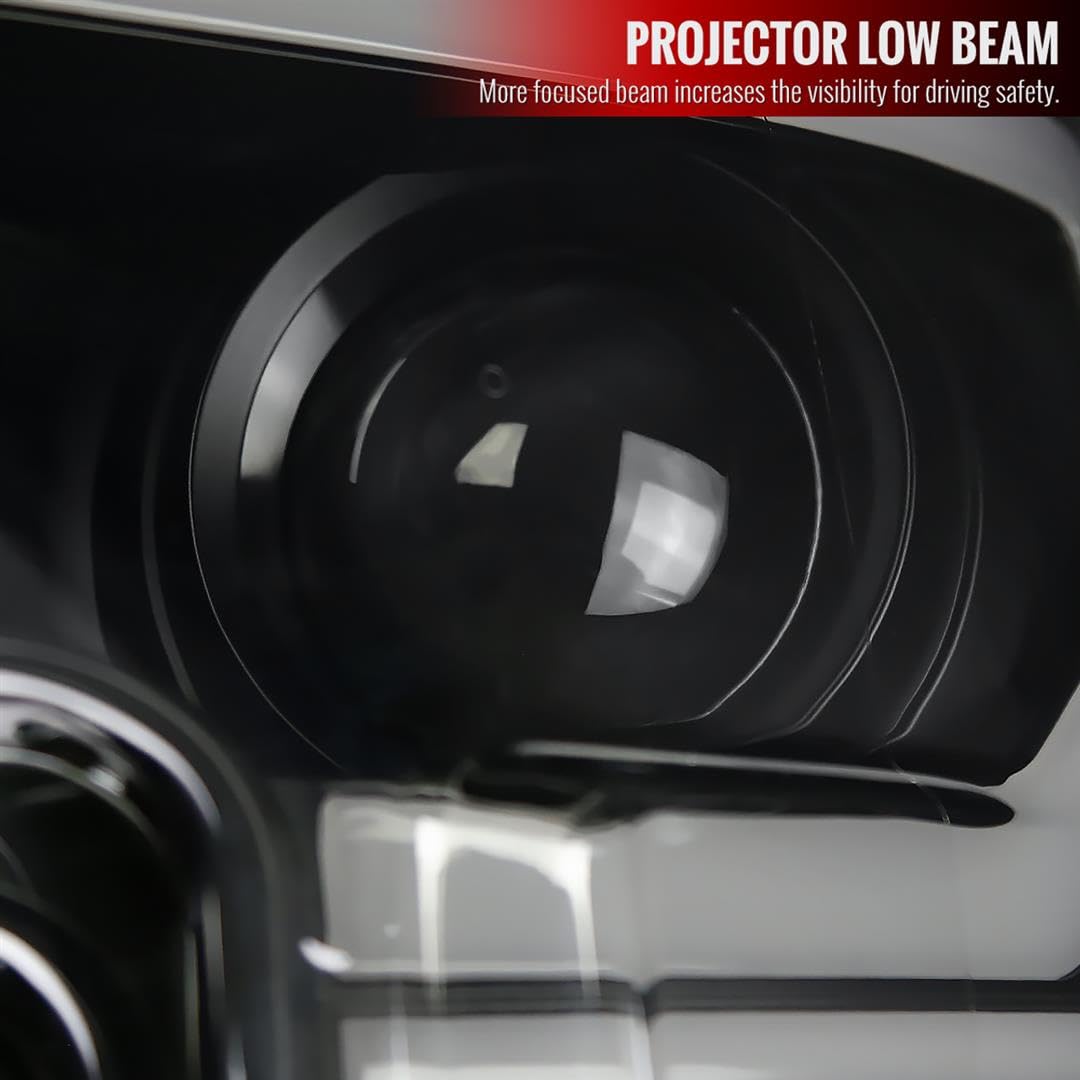 Dual Projector Headlights SPEC-D TUNING Black Smoke w/Switchback Sequential LED Tube Signal Compatible with 2015-2017 Ford F150 Left + Right Pair Headlamps Assembly