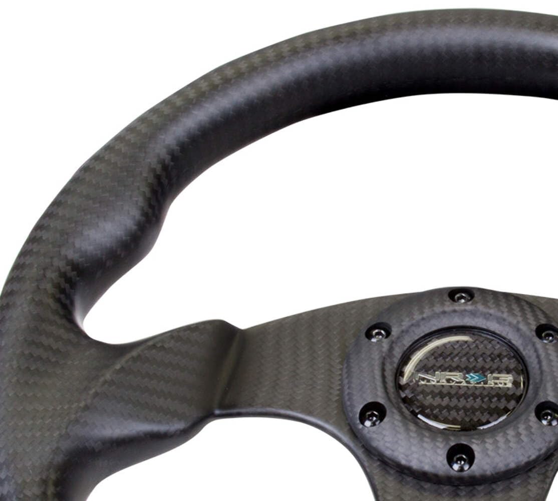 NRG Innovations Steering Wheel NRG-ST-009CF-MB - Matte Black CARBON FIBER STEERING WHEEL 320mm FLAT BOTTOM