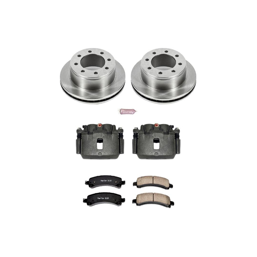 Power Stop KCOE2043 Replacement Autospeciality Rear Caliper Kit- OE Rotors, Ceramic Brake Pads, Calipers For Chevy Express 2500, Chevy Express 3500, GMC Savana 2500, GMC Savana 3500 [Model Specific]