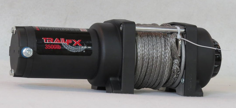 Trailfx Winch ATV UTV 3,500 lb Line Pull 50 Foot Synthetic Rope 250A Electric Aluminum Hawse Fairlead Handlebar Switch and Wired Remote Water Resistant WS35B