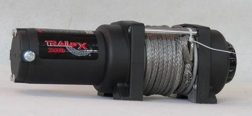 Trailfx Winch ATV UTV 3,500 lb Line Pull 50 Foot Synthetic Rope 250A Electric Aluminum Hawse Fairlead Handlebar Switch and Wired Remote Water Resistant WS35B