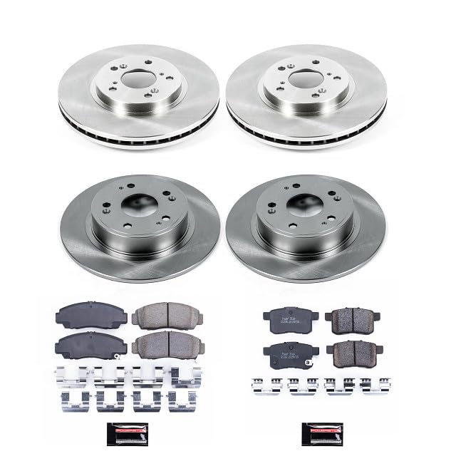 POWERSTOP Front and Rear KOE2742 Autospecialty Replacement Brake Kit Brake Rotors and Ceramic Brake Pads For 2009 2010 Acura TSX | 2008 2009 2010 Honda Accord EX EX-L
