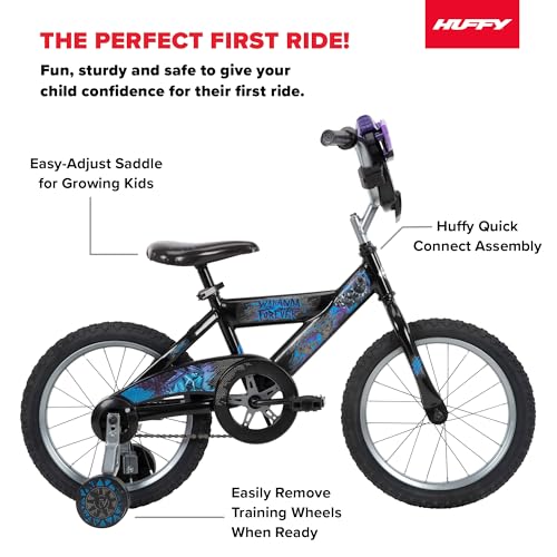 Marvel and Disney Huffy Bikes for Boys, 12"/16" Ideas for Ages 3-6 Years Old, Removeable Training Wheels Included, Multiple Color Options Available, Adjustable Seat