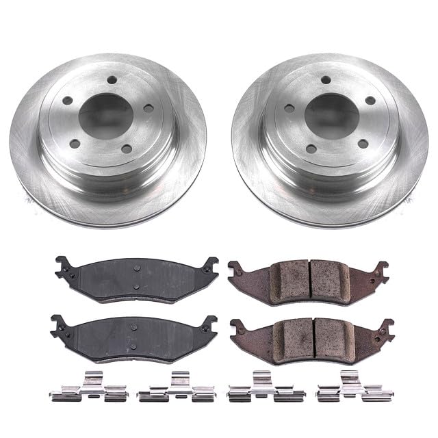 Power Stop KOE4579 Rear Replacement Brake Kit-OE Brake Rotors & Ceramic Brake Pads For Ford E-150 2004-2006, Ford E-150 Club Wagon 2004-2005 [Model Specific]