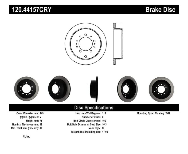 CryoStop Rotor Stoptech 120.44157CRY