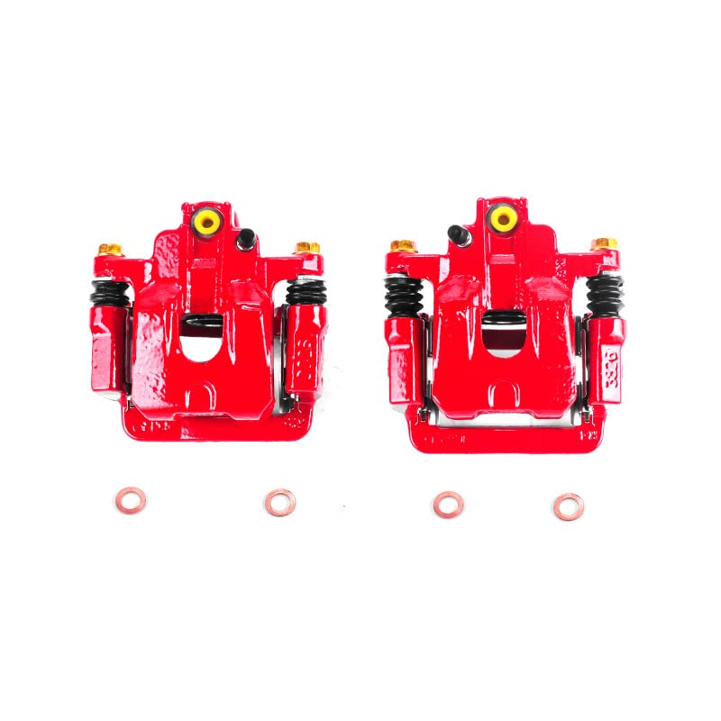 Power Stop S2676 Rear Pair of High-Temp Red Powder Coated Calipers For Honda Odyssey 2002-2004 [Model Specific]