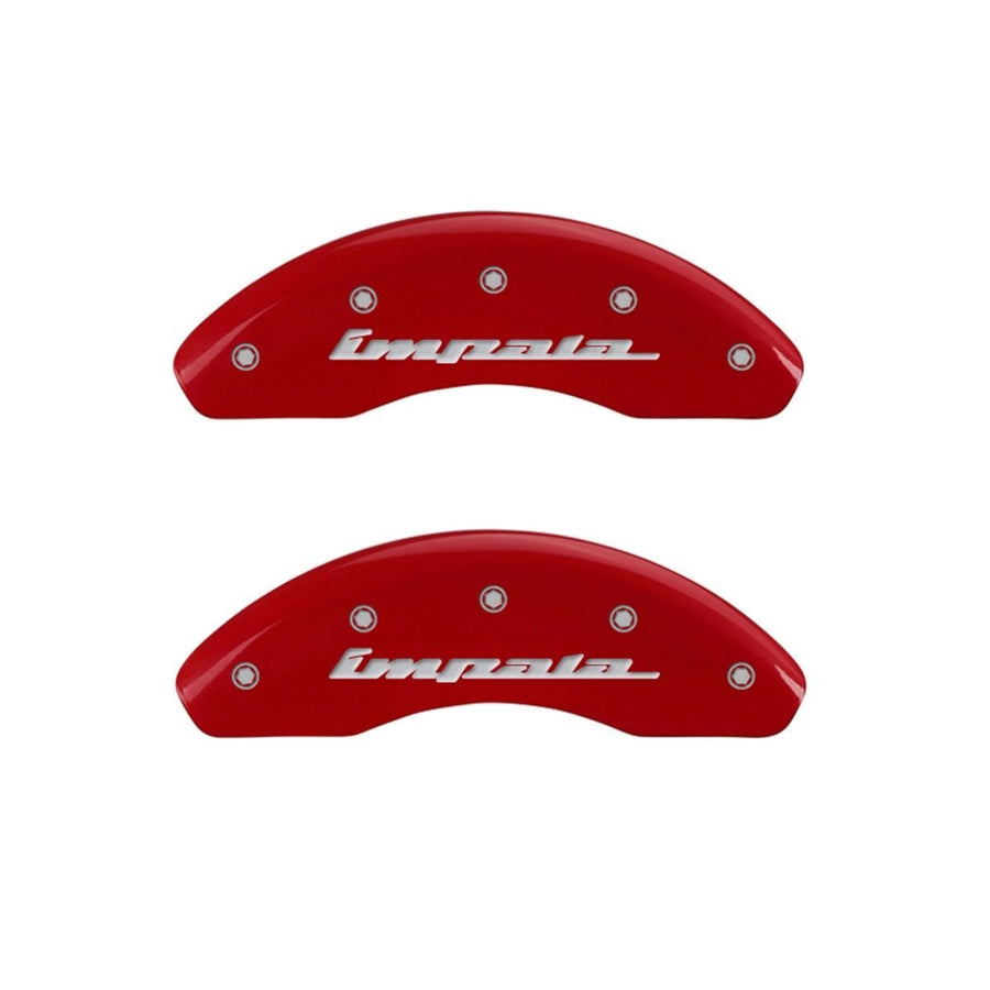 MGP Caliper Covers 14223SIMPRD Red Impala Caliper Covers - Engraved Front & Rear44; Set of 4
