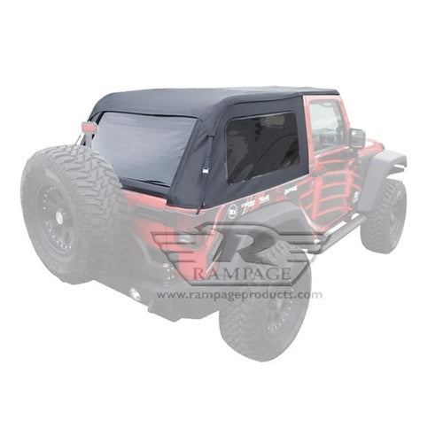 Frameless Trail Top RAMPAGE PRODUCTS for Jeep Wrangler JK | Tinted Windows, Sail Cloth, Black Diamond | 109935 | Fits 2007-2018 Jeep Wrangler JK 2-Door