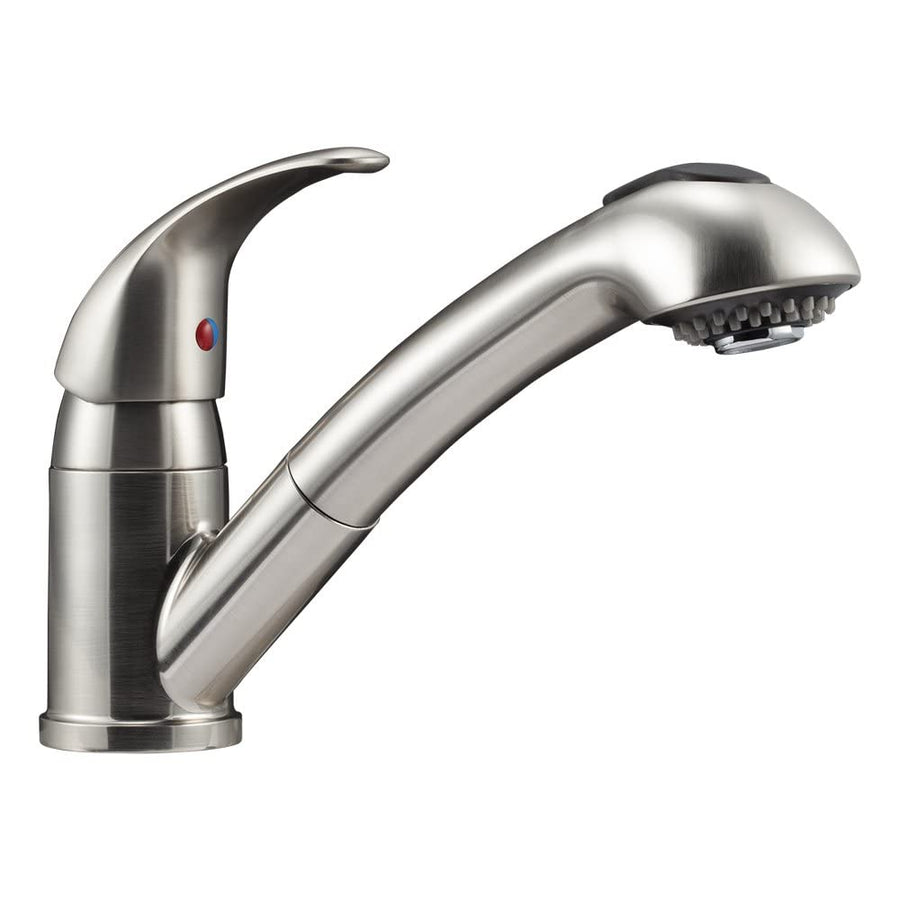 Dura Faucet RV Pull-Out DF-NMK852-SN Single Handle Kitchen Sink Faucet - One-Hole (Brushed Satin Nickel)