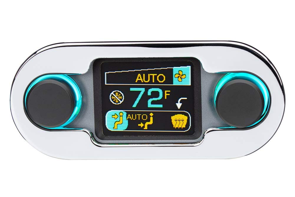 Dakota Digital DCC Climate Control - Vintage Air Gen IV 2-Knob, HDX-Style, Chrome, Silver Alloy - Compatible with Most Vehicles