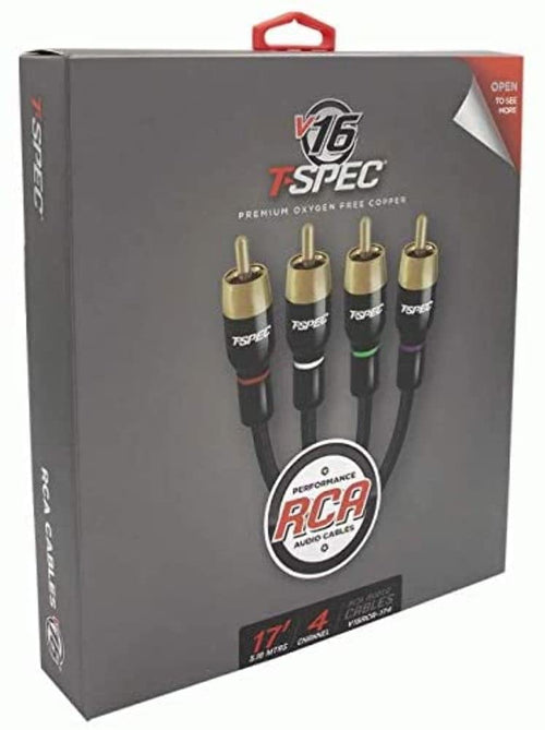 V16 Series T-SPEC 4 Channel Rca Audio Cables - 17 Feet,V16 Series Audio Cables (V16RCA-174)