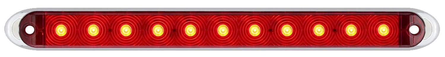 Optronics Thinline STL69RK LED Stop/Turn/Tail Light with Chrome Base Kit, 1 Pack, Red