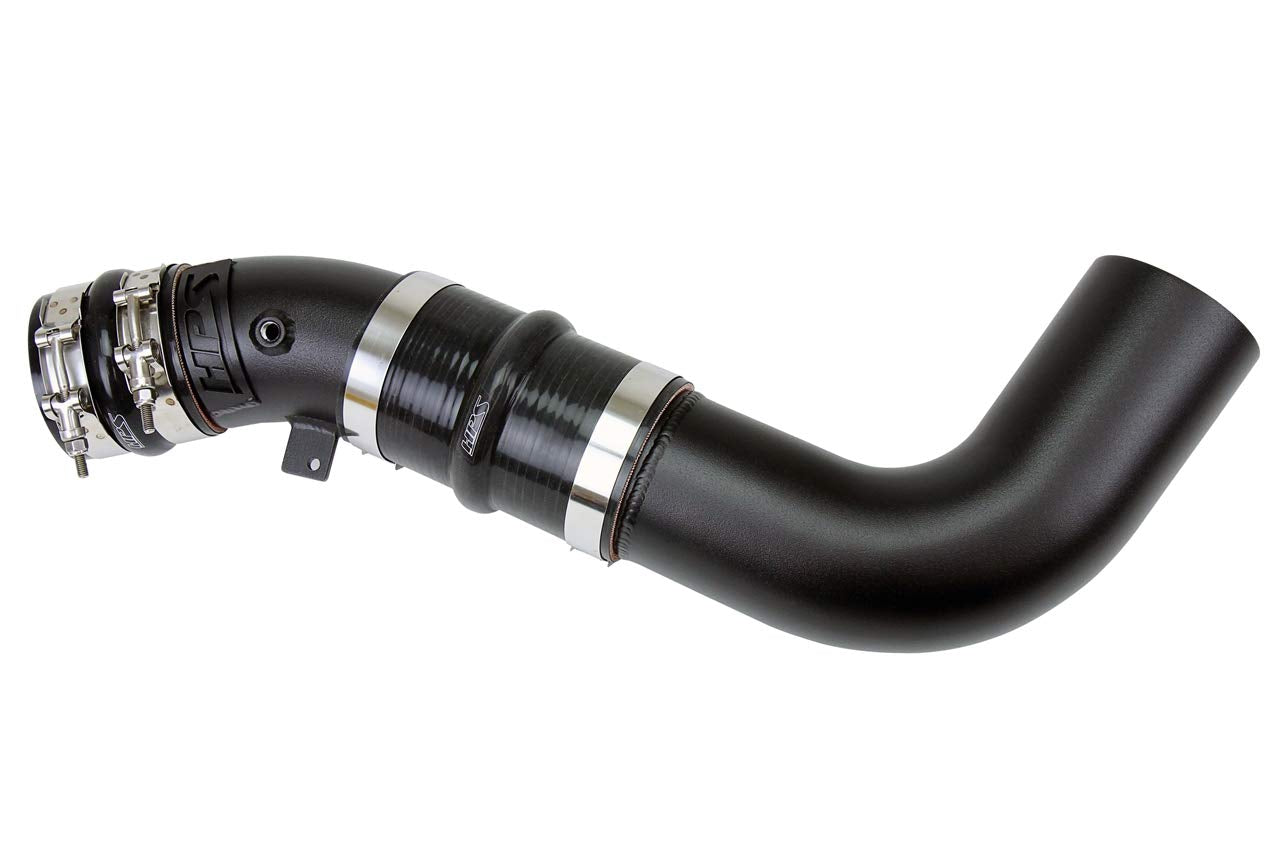 HPS Performance Intercooler Black Charge Pipe with Silicone Boost Cold Side Compatible for 2017-2019 Chevy Silverado 2500HD 3500HD GMC Sierra 2500HD 3500HD Duramax 6.6L V8 Diesel Turbo L5P, 17-120WB