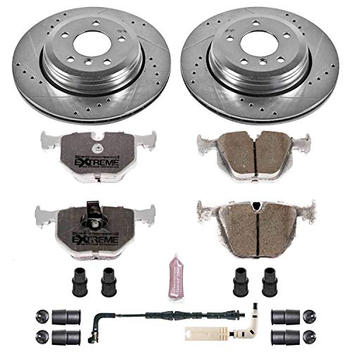 Power Stop K5361-26 Z26 Carbon Fiber Brake Pads Rear with Drilled & Slotted Brake Rotors Kit For BMW 525i 2004-2007, BMW 528i 2008-2009, BMW 530i 2004-2007 [Model Specific]