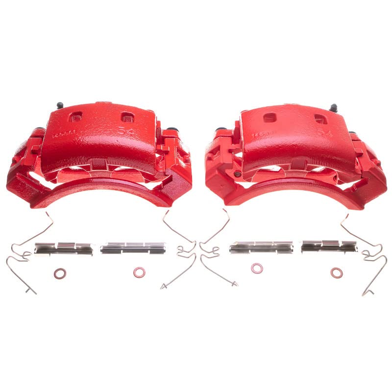 Power Stop Pair of High-Temp Red Powder Coated Front Calipers For Ford E-150 2004-2006, Ford E-150 Club Wagon 2004-2005 [Model Specific]