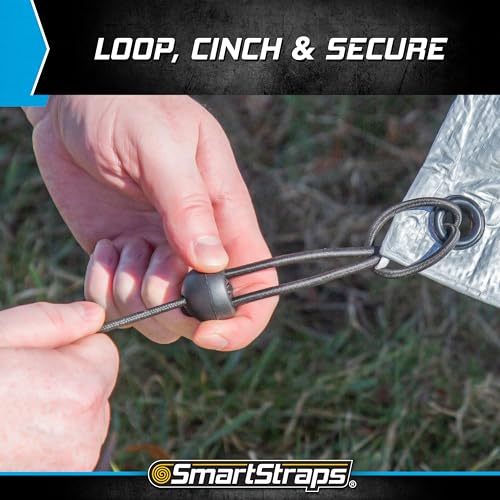 Adjustable SmartStraps Toggle Ball Bungee Cord, Adjust Tension And Length From 2-12” – Great To Keep In Your Car, Boat And Workshop (pack of 8)