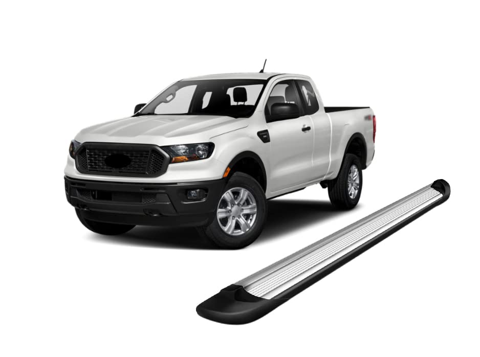 Silver Black Horse Aluminum Transporter Running Boards Compatible with 2019-2022 Ford Ranger