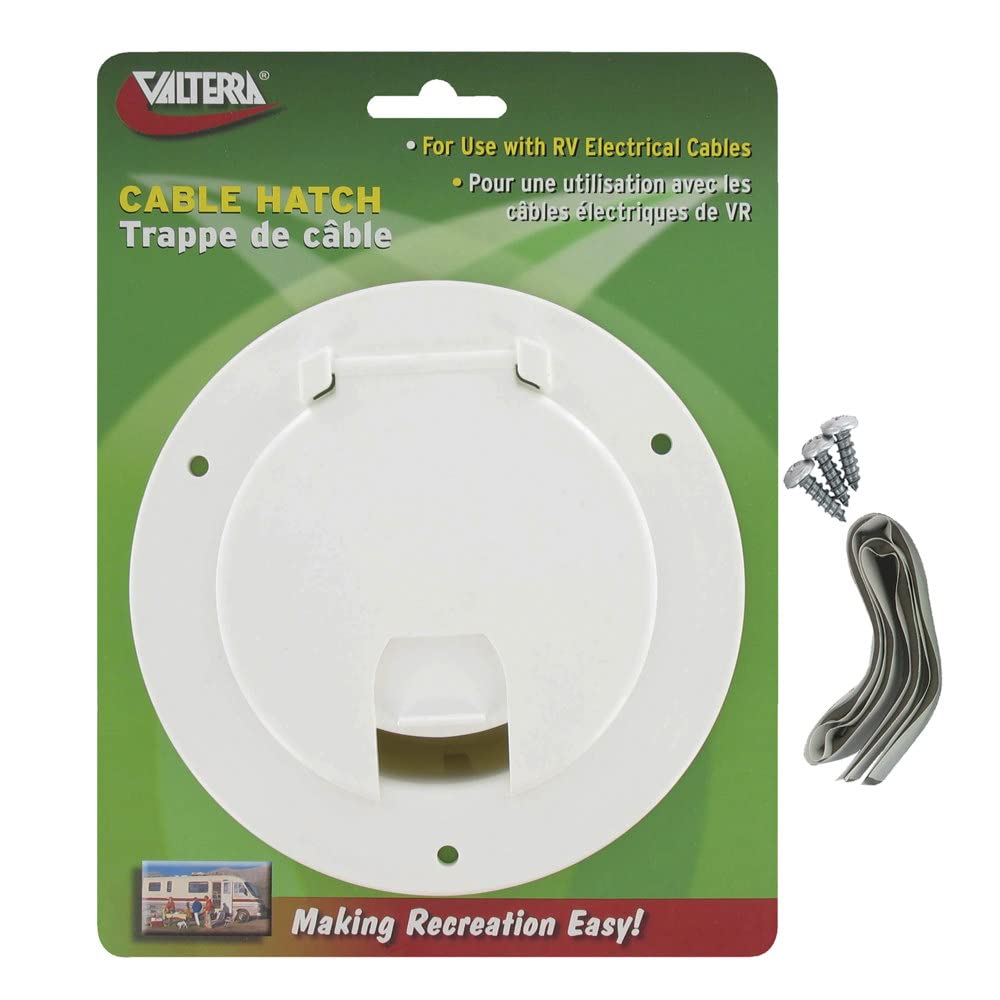 Large Round Valterra A10-2135VP White Cable Hatch