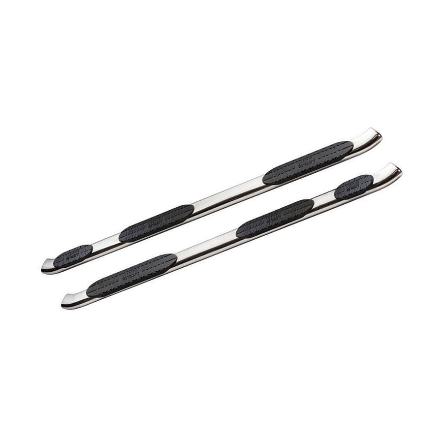 Westin PRO TRAXX 5 Oval Wheel to Wheel Nerf Bars fits 2007-2019 Silverado Sierra 2500 3500 Crew Cab 8' Bed (Exc Dually and 2007 Classic) Stainless Steel Pair