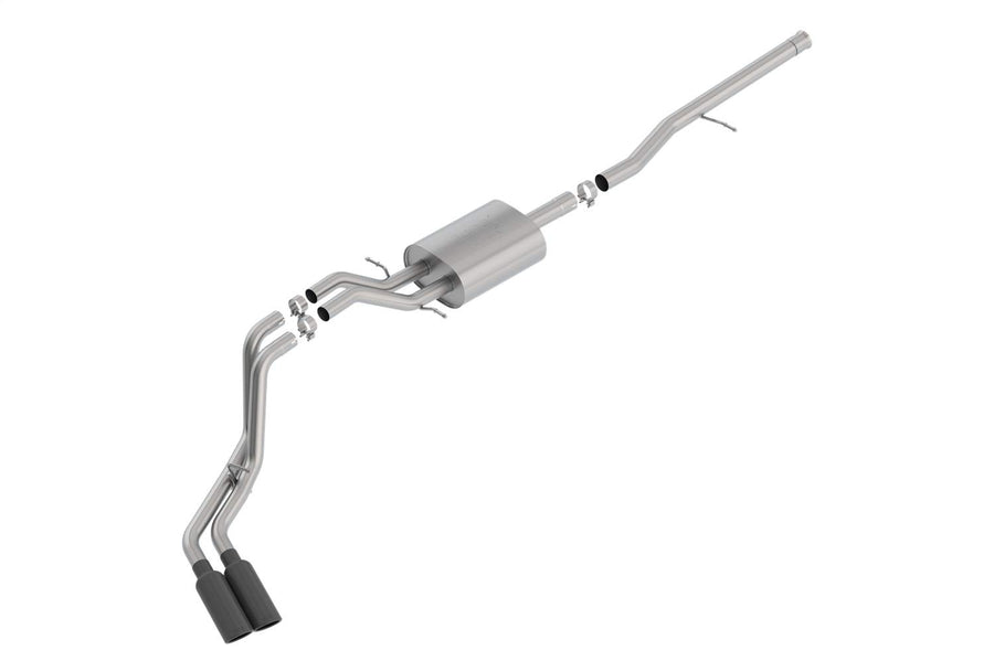 ATAK Borla 140797BC Cat-Back Exhaust System; 2.75 in. Into Muffler; 2.25 in. Out; Incl. Muffler/Hardware/4 in. x 14 in. Single Rolled Angle-Cut Tip; Truck Side Exit; Black Chrome;