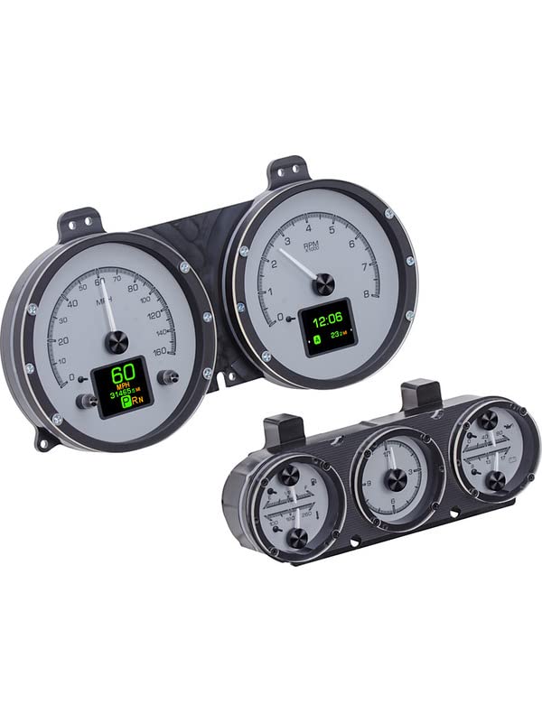 Dakota Digital 67 Camaro Chevy Analog Gauges Kit w/ Console Silver Alloy HDX-67C-CAC-S