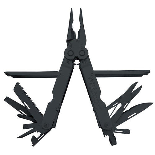 Power Lock SOG Specialty Knives & Tools B61-L EOD 2.0 Scissor Multi Tool with Half Serrated Steel Blade 22-Tools Combined, Black Oxide Finish