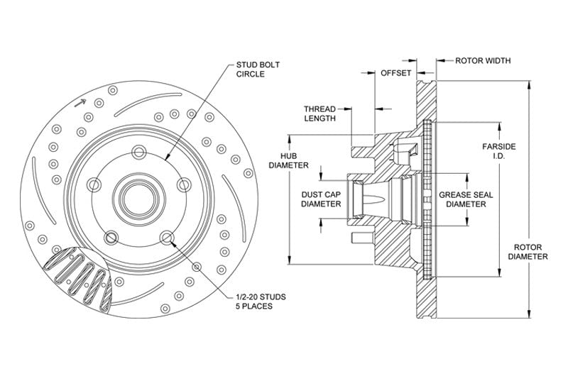 w/Hub Rotor-Vented & Studs-SRP-BLK