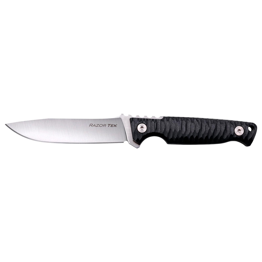 4" COLD STEEL Razor Tek Clip Point Fixed Blade EDC Outdoor Camping Hunting Utility Knife, 4" Ergonomic Textured Handle, Weather-Resistant Secure-Ex Sheath