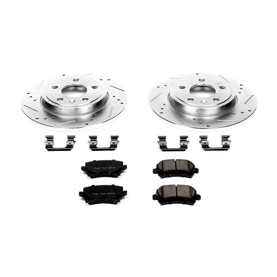 Power Stop K4624 Z23 Carbon Fiber Brake Pads Rear with Drilled & Slotted Brake Rotors Kit For Audi A4 2005-2009, Audi A4 Quattro 2005-2009 [Model Specific]