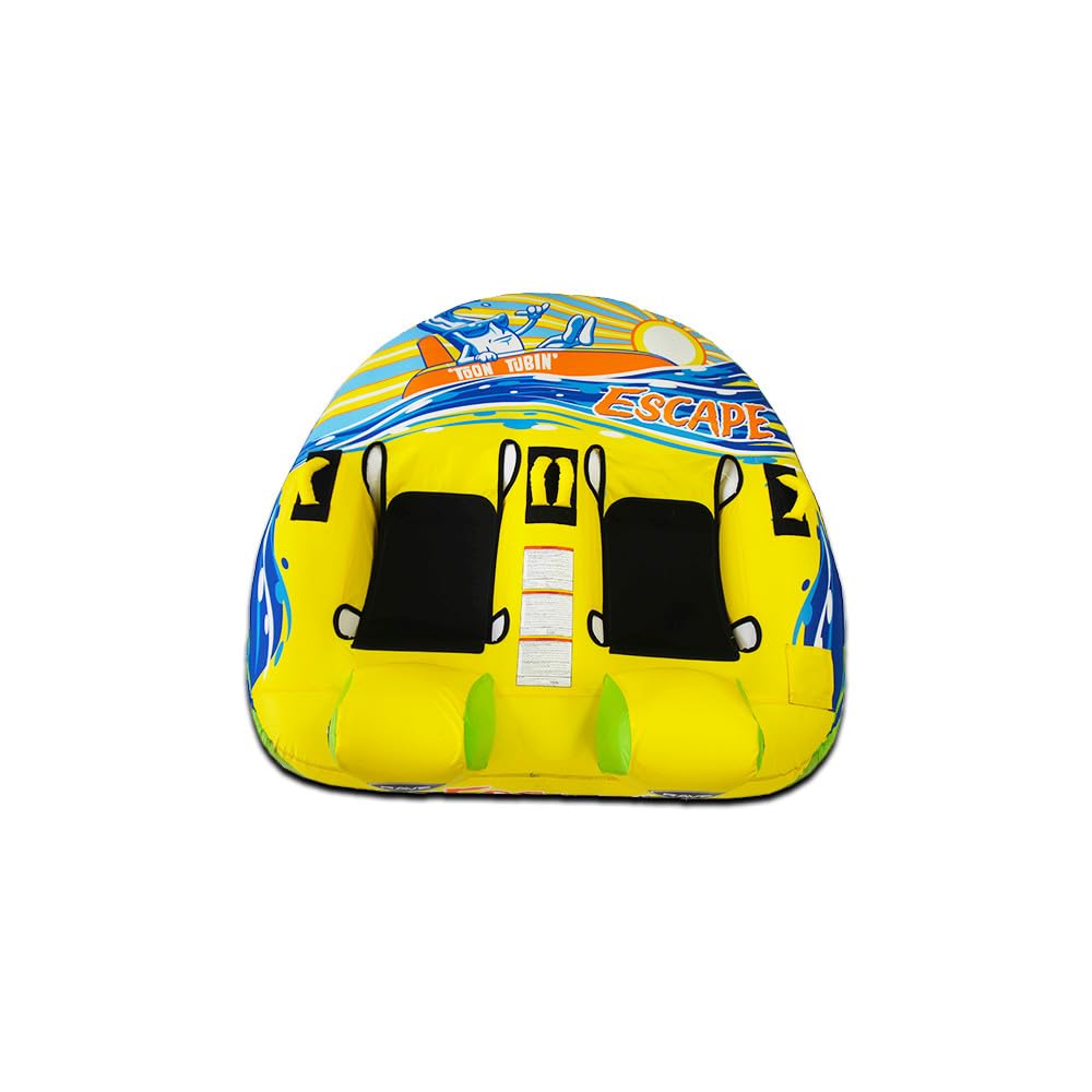 Rave Sports Boat Towable Tube Escape for 1-2 Riders, Heavy-Duty Durable Construction for Pulling Behind Boat, Unique Seats for Secure Ride