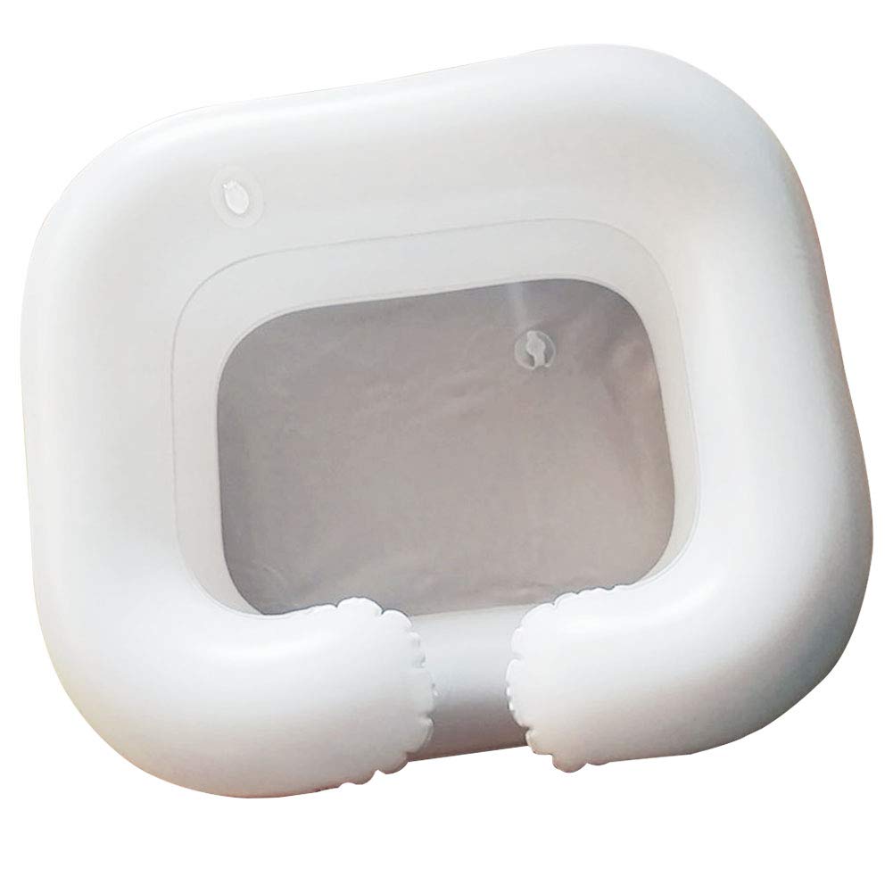 portable inflatable hair washer, inflatable shampoo basin with drain tube, bedside shower system for washing hair in bed, elderly, injured and handicapped