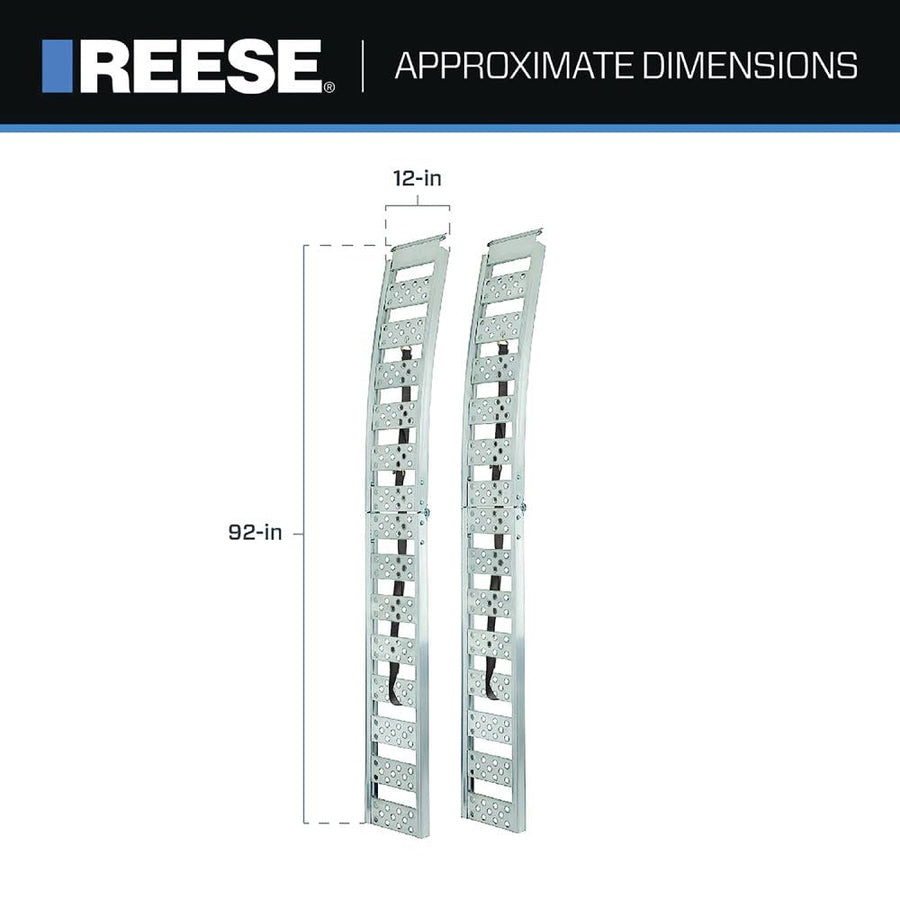 Reese Arched 9515020 Center-fold Aluminum Loading Ramp, 12 Inch x 92 Inch, 1,500 lbs. Capacity, Pair