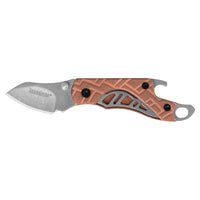 Cinder-Copper Kershaw 1.4 in. Blade; Small Pocket Knife with Stonewash Blade, Copper Handle, Manual Open, with Thumb Stud, Bottle Opener, Liner Lock and Lanyard Hole (1025CUX)